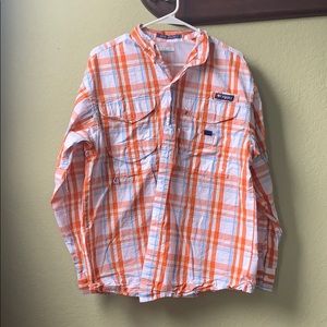 Orange Long Sleeve Columbia Fishing Shirt